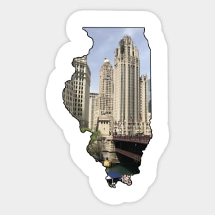 Illinois State Outline (Downtown Chicago) Sticker